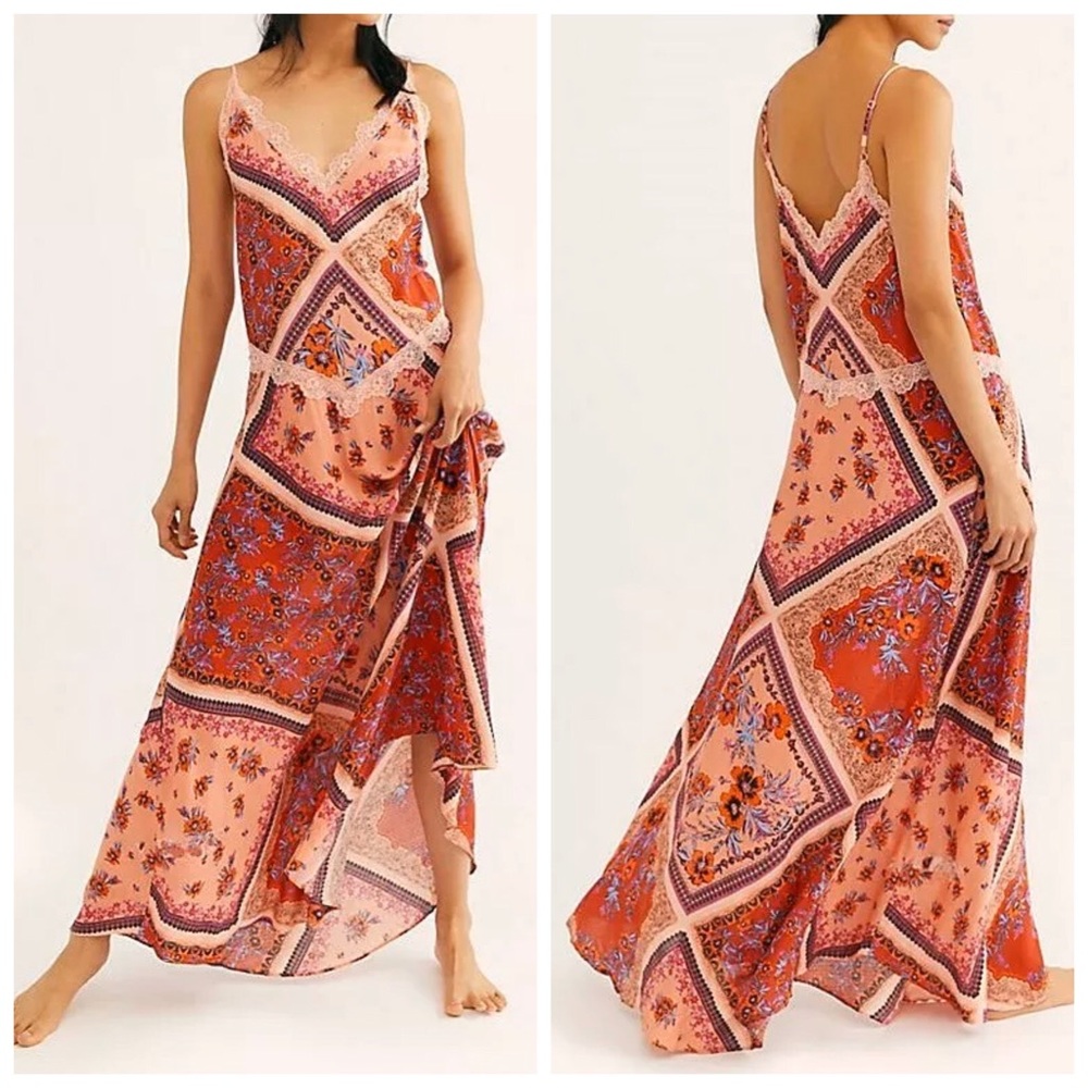 SOLD‼️ FREE PEOPLE Stevie Lace Trim Maxi Dress - Picture 1 of 8